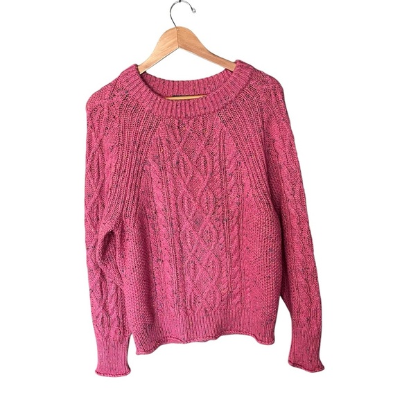 J. Crew Donegal Pink Speckled Cable Knit Pullover Sweater - Picture 2 of 10